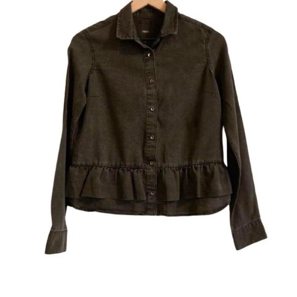 NEXT Black Metallic Peplum Shirt Button Down